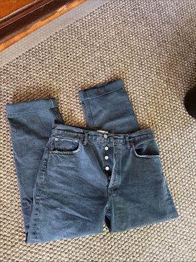 Agolde Women's Relaxed Button-Fly Jeans in Dark Blue Wash